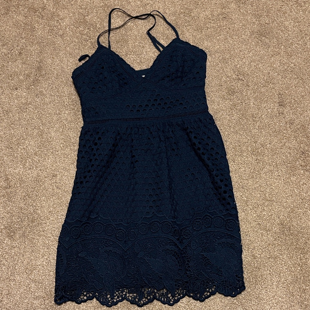 Abercrombie & Fitch Navy Crochet Lace Mini Dress